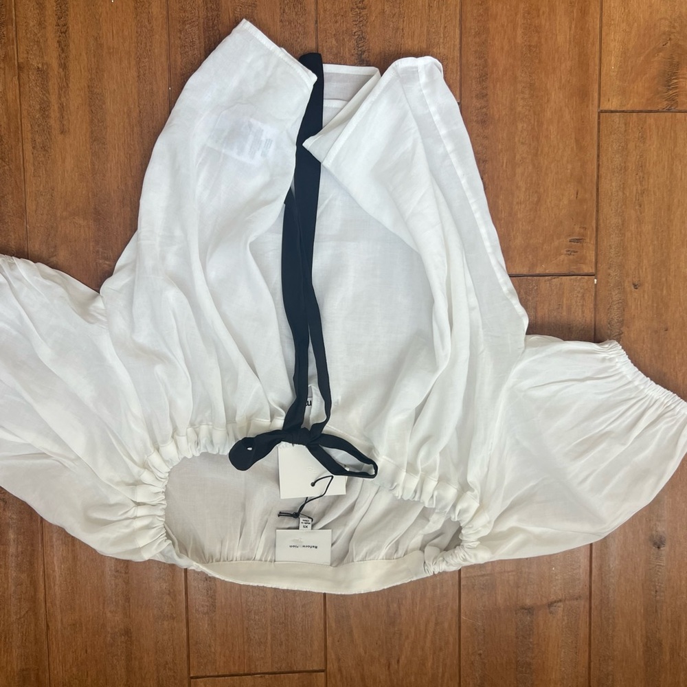 Reformation White Skirt with Black Tie